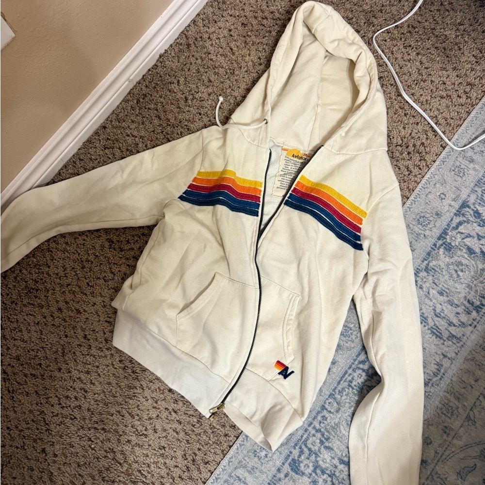 Aviator Nation Cream Zip Up